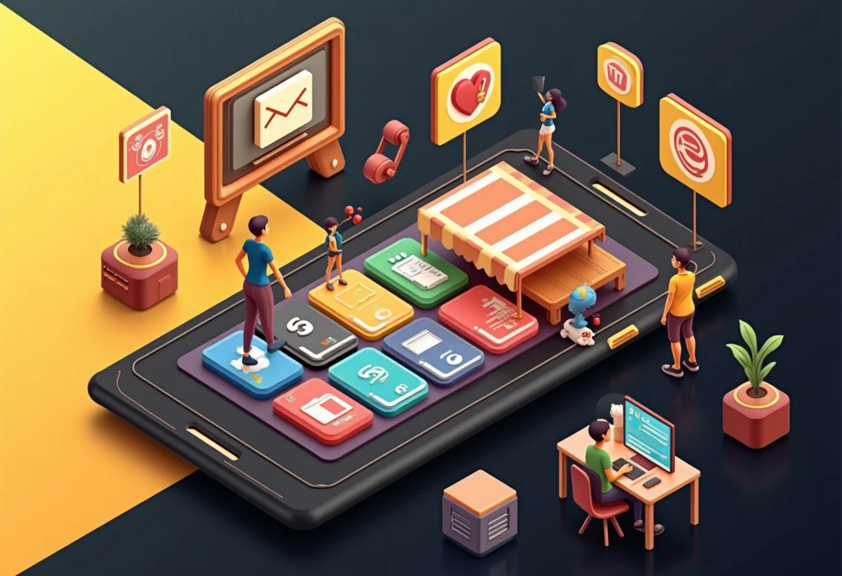 Abstract shopping categories illustration