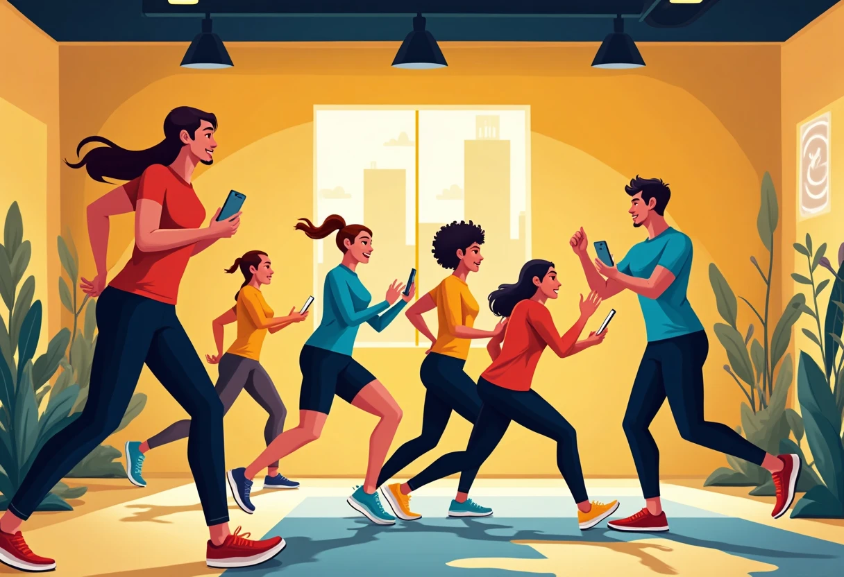 Group fitness session using apps