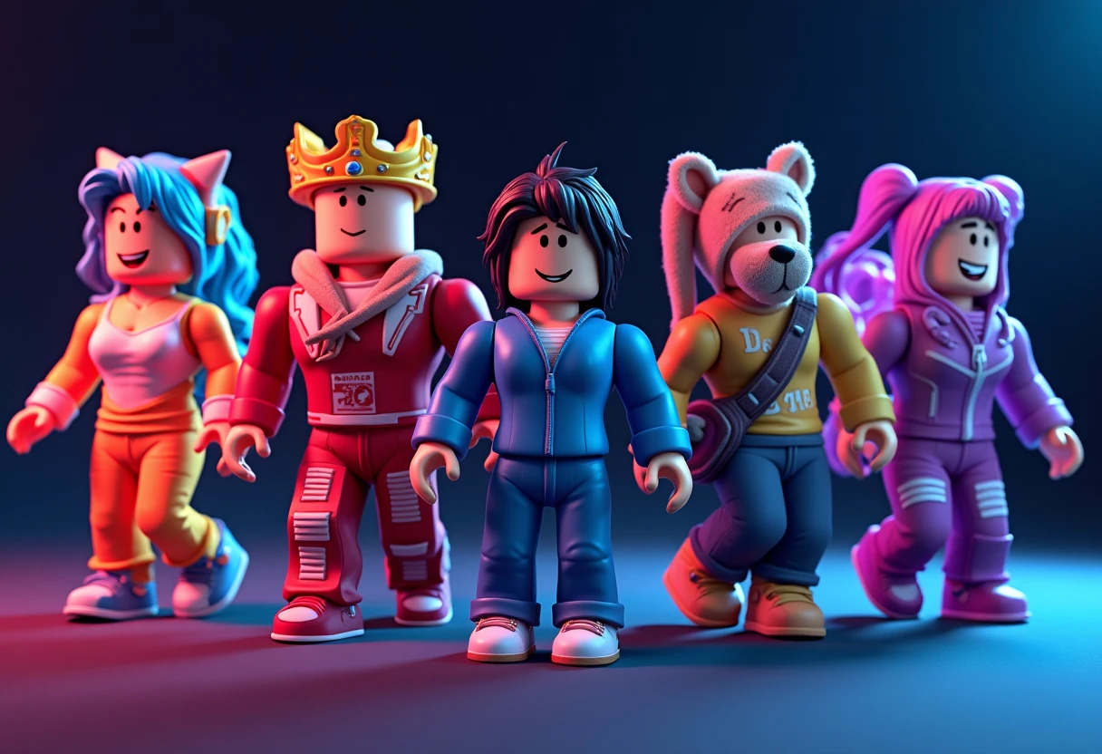 Diverse Roblox avatars in action