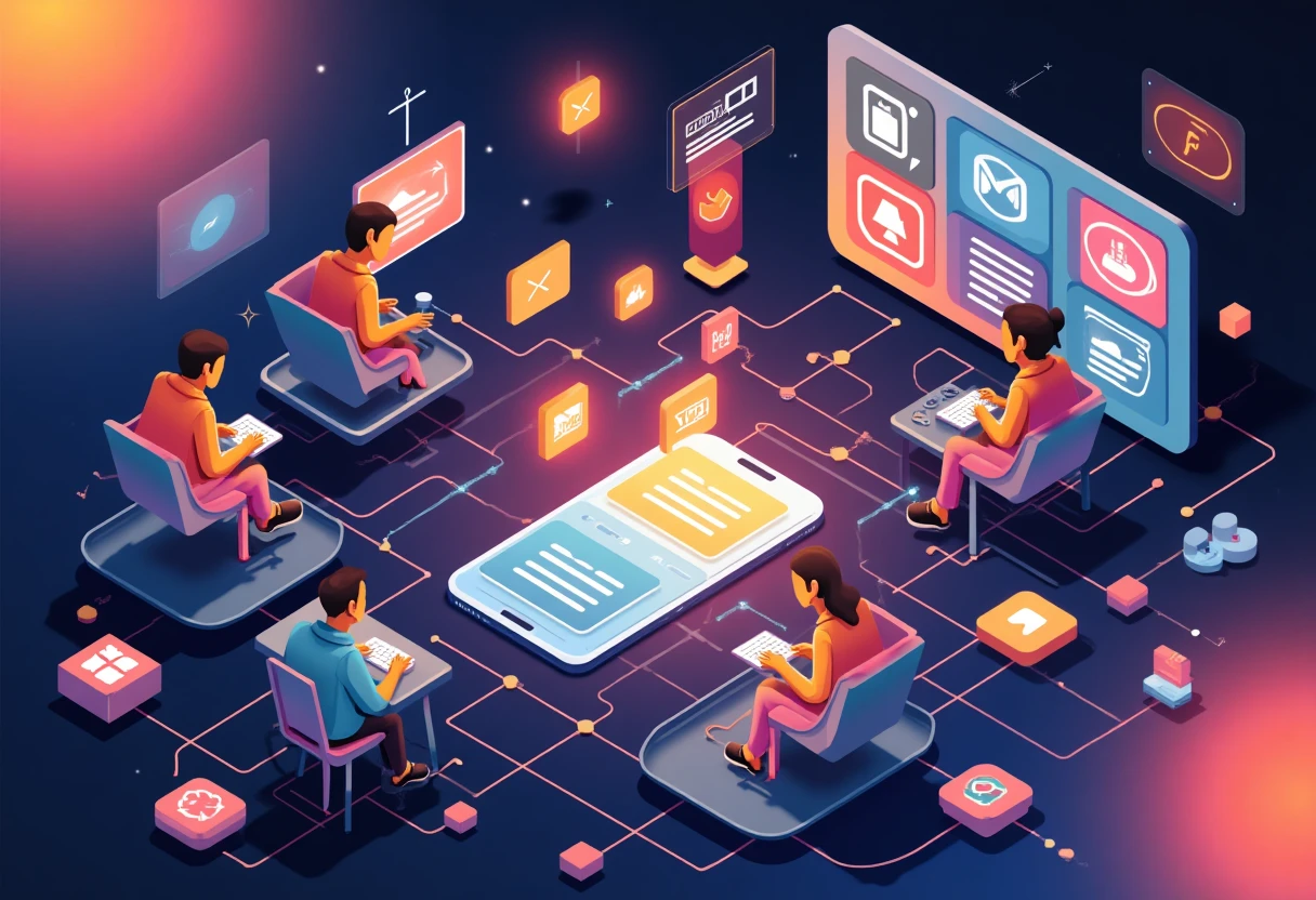 Digital social network illustration